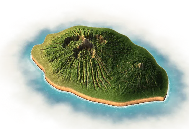 Carte en relief de La Réunion et des huit communes desservies
