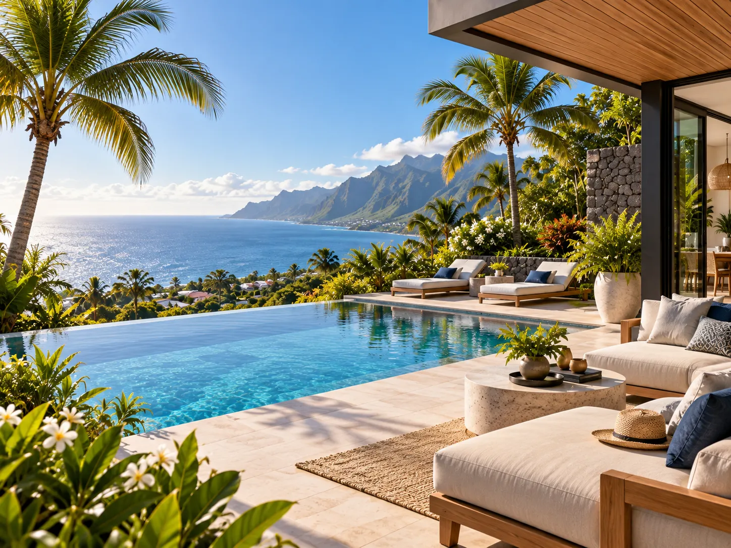 Villa avec piscine et vue sur le littoral